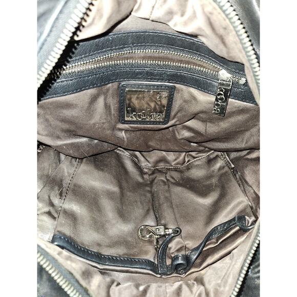 Kooba Black Leather Satchel Shoulder Bag Purse 13"x7"x5" - Picture 4 of 15